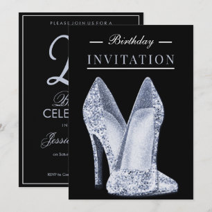 Convites Brilho & Glamour Aniversário de 25 anos Azul
