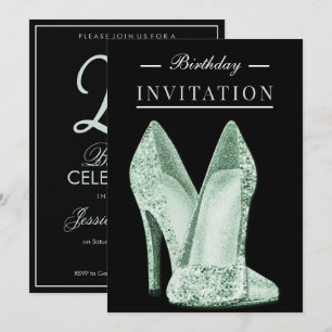 Convites Brilho & Glamour Verde Aniversário de 25 anos