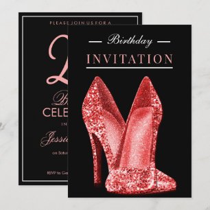 Convites Brilho & Glamour Vermelho Aniversário de 25 anos