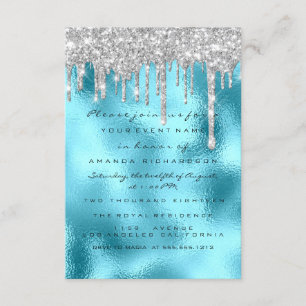 Convites Brilho Goteja Noivado Azul Prata Sweet 16 Oceano