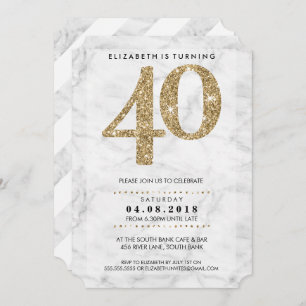 Convites Brilho moderno do ouro 40 do GRANDE mármore do