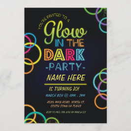 Convites Brilho No Aniversário Escuro Convidar Neon Kids Pa