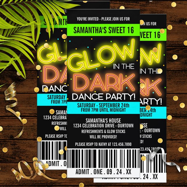 Convites Brilho no Dark Sweet 16 Party (Criador carregado)