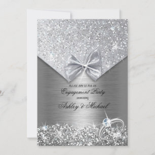 Convites brilho prata lantejoulas glitter anel foil chique