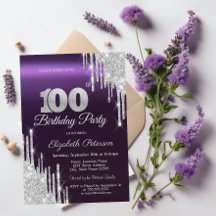 Brilho Prateado Pingando Roxo Escuro Aniversário d