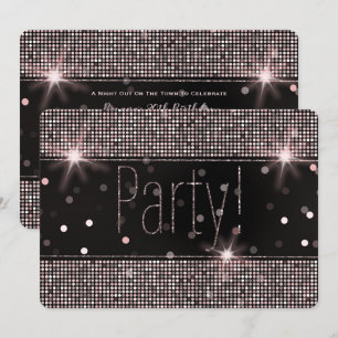 Convites Brilho Rosa Bege Dourado Luzes de Festa