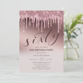 Convites Brilho Rosa Chic Sessenta Surpresa Aniversário de