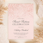 Convites brilho rosa dourado brilha doce dezesseis<br><div class="desc">Um moderno,  bonito e elegante chá brilhante de rosa com  cor-de-rosa pincelado e pastel convite de aniversário Sweet 16 .</div>