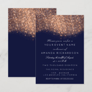 Convites Brilho Rosa Dourado Cobre Azul Marinho Branco Eleg