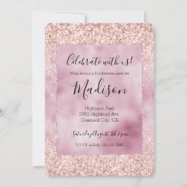 Convites Brilho Rosa Rosa Brilhante