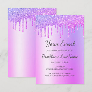 Convites Brilho Roxo Chá de panela 16 Doce