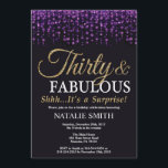 Convites Brilho roxo e Dourado do aniversário de 30 anos da<br><div class="desc">Convite do aniversário de 30 anos da surpresa. Trinta e fabuloso. Brilho roxo e Dourado preto. Festa de aniversário adulta. Para homens ou mulheres. Para uma personalização mais adicional,  clique por favor "personalizam-no" botão e usam-nos nossa ferramenta de design para alterar este modelo.</div>