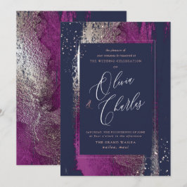 Convites Brilho, Toques de Pincel Navy Cassis Inverno Feliz