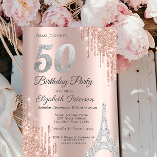 Convites Brilhos, Diamantes Torre Eiffel 50º Aniversário