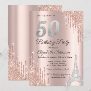 Convites Brilhos, Diamantes Torre Eiffel 50º Aniversário
