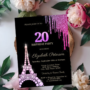 Convites Brilhos Gotejantes, Diamantes da Torre Eiffel Aniv