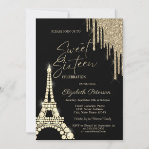 Convites Brilhos Gotejantes, Diamantes da Torre Eiffel Doce