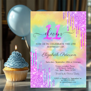 Convites Brilhos Legais Gotas Tie Dye 11º Aniversário