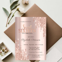 Brilhos Modernos Gotejantes Rosa Dourado Doce 16