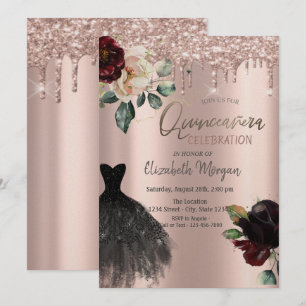 Convites Brilhos, Vestido, Rosas Quinceañera
