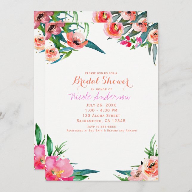 Convites Brincadeira Brilhante Brilhante Verão Aquarela Chi (Frente/Verso)