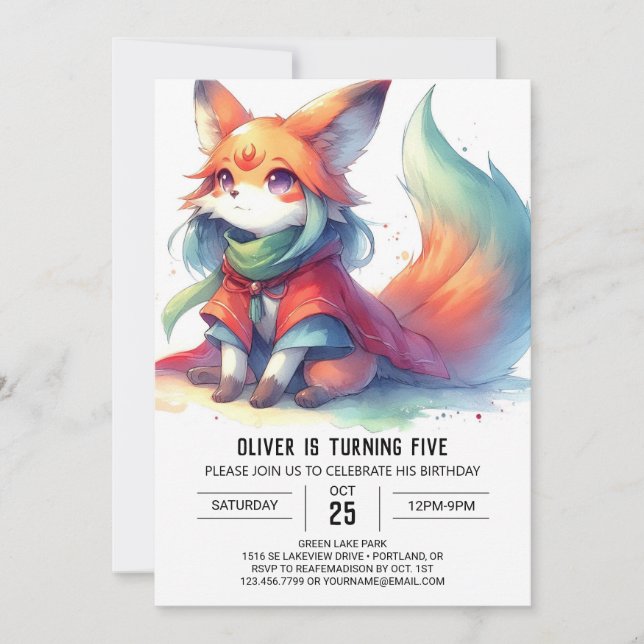 Convites Brincadeira Chic Fox Birthday (Frente)