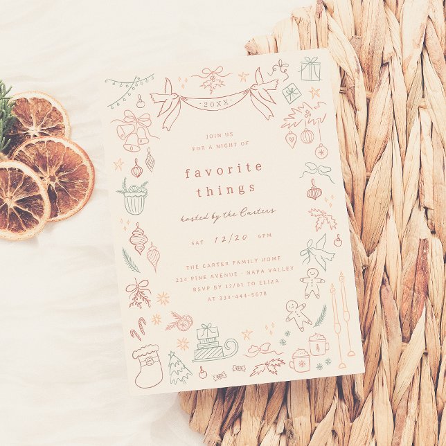 Convites Brincadeira, Coisas Favoritas Festa de Natal (Criador carregado)