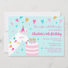 Convites Brincadeira de Llama 4º Aniversário Aqua