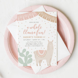 Convites Brincadeira de Llama Alpaca Rapariga Inteira