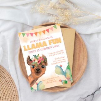 Convites Brincadeira de Llama Fiesta Birthday