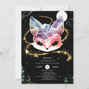 Convites Brincadeira de Watercolor Fox Birthday