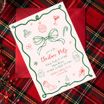 Convites Brincadeira Desenhada Festa de Natal Francesa<br><div class="desc">Convidem convidados para uma celebração de Natal francês e caprichosa com este convite de festas peculiar e manuscrito. Apresentando uma mistura divertida de rosa, vermelho e verde, ele captura o encanto de uma estética vintage com rabiscos fedidos de Papais noeis, coquetéis, biscoitos e arcos. Perfeito para aqueles que buscam um...</div>