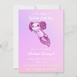 Convites Brincadeira Magenta Rosa-Rosa Axolotl Aniversário