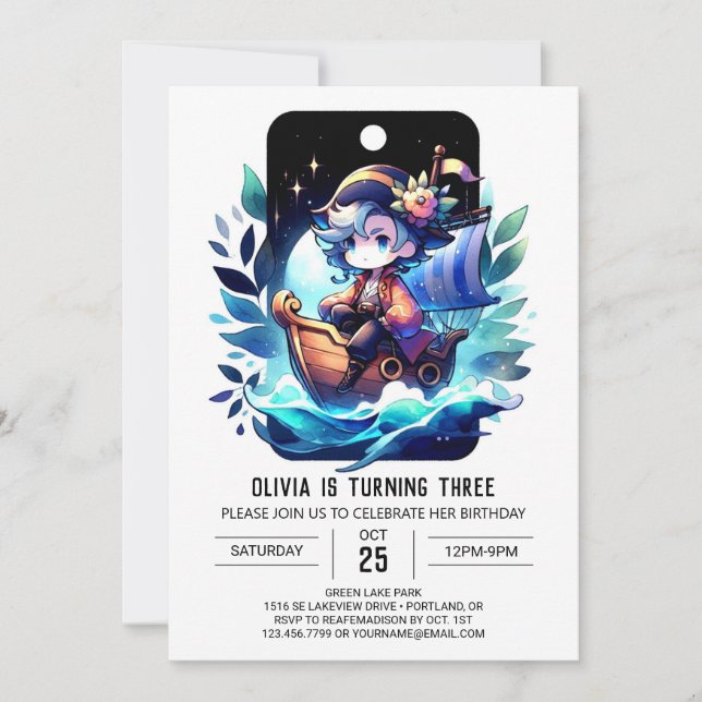 Convites Brincadeira Moderna Pirata Aniversário (Frente)