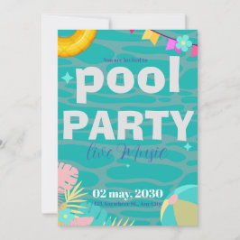 Convites Brincadeira Neon Glow Blue Green Piscina Party Boa