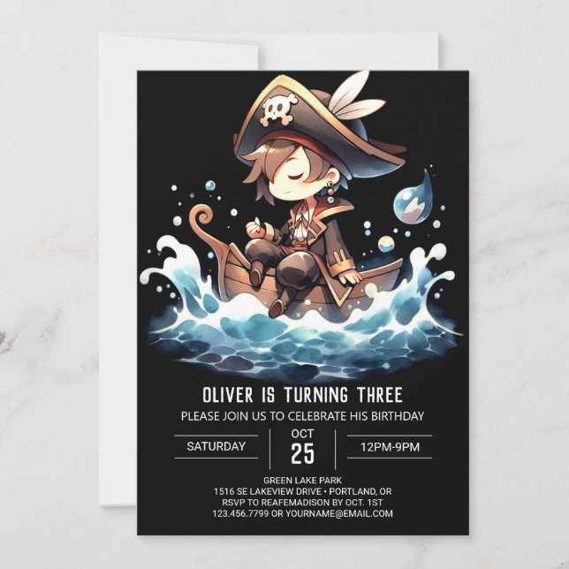 Convites Brincadeira Personalizada Pirata Aniversário (Frente)