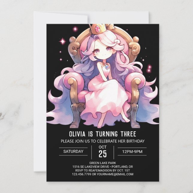 Convites Brincadeira Princesa Birthday (Frente)