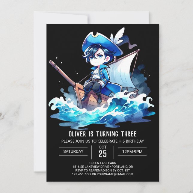 Convites Brincadeira Simples Pirata Aniversário (Frente)