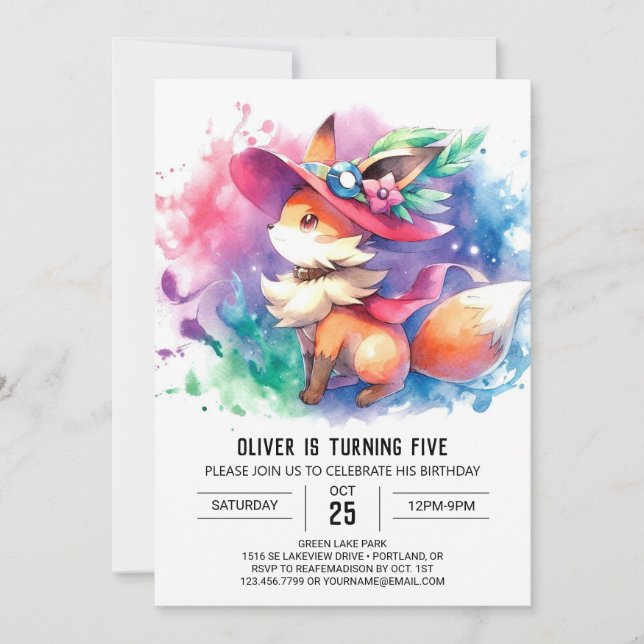 Convites Brincadeiras De Água Fox Birthday (Frente)