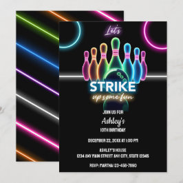 Convites Brincadeiras de Neon Glow Night Birday