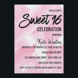 Convites Brincadeiras Gigantes Rosa, Brushstrokes, Coloraçã<br><div class="desc">Esta peça é uma design feminina,  moderna e artística. Ele apresenta pinceladas de aquarela rosa gigantes em um fundo branco. Esta impressão certamente irá adicionar ao estilo pessoal de qualquer mulher,  fazer sua moda e tendências. Personalize este convite de aniversário Sweet 16 adicionando seus próprios detalhes.</div>