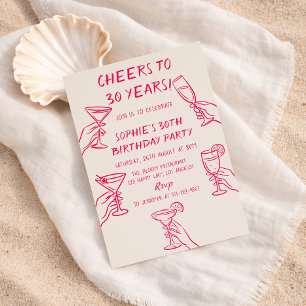 Convites Brinde a 30 Anos Coquetel Beige Aniversário de 30