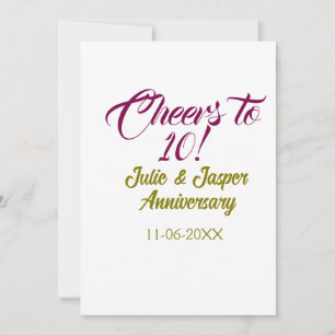 Convites Brinde ao 10º aniversário de casamento dourado ros