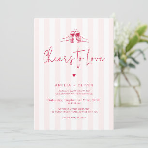 Convites Brinde ao Amor Casamento Retro Vermelho e Rosa