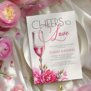 Convites Brinde ao Amor Champanhe Magenta para Chá de Noiva