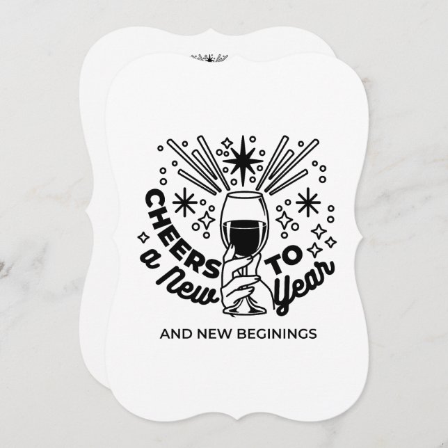 Convites Brinde ao Design de Celebração do Ano Novo (Frente/Verso)