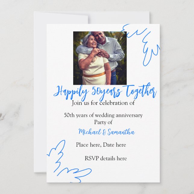 Convites brinde aos 50 anos de aniversário foto da folha az (Frente)
