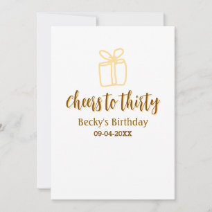 Convites Brinde aos trinta presentes de aniversário pastel 