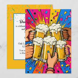 Convites Brinde de Cerveja em Festa de Aniversário em Pop A