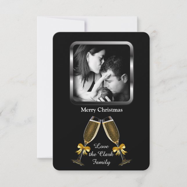 Convites Brinde de Champanhe Elegante Foto Personalizada (Frente)